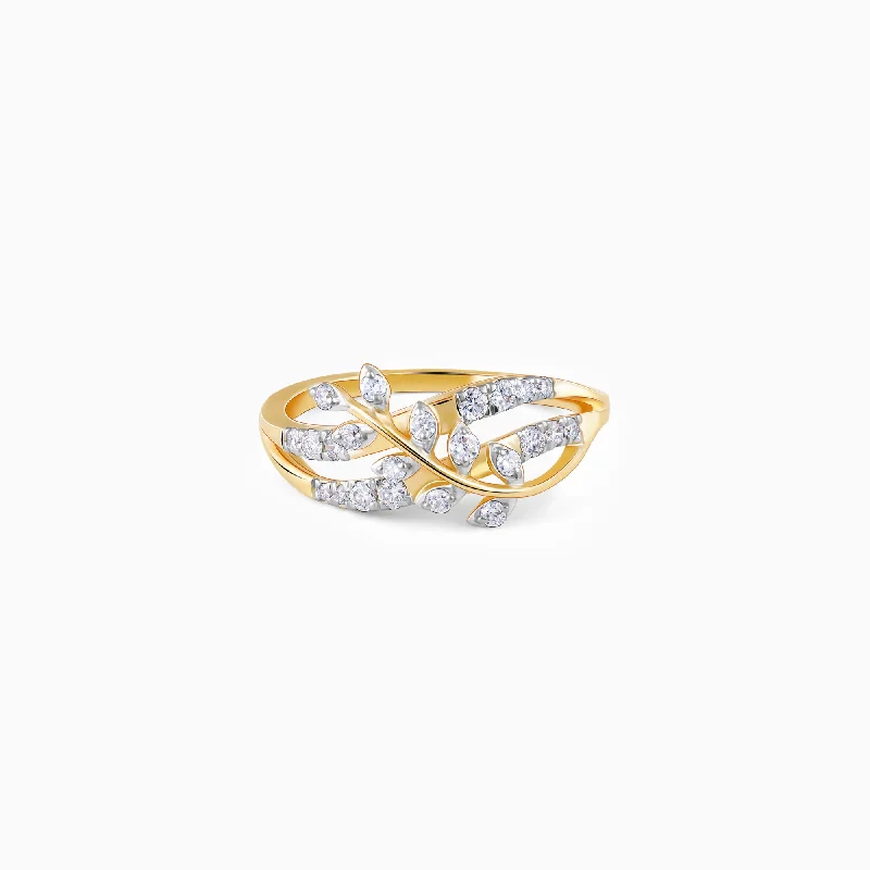 women's wedding engagement diamond rings-Gold Elysian Twist Diamond Ring