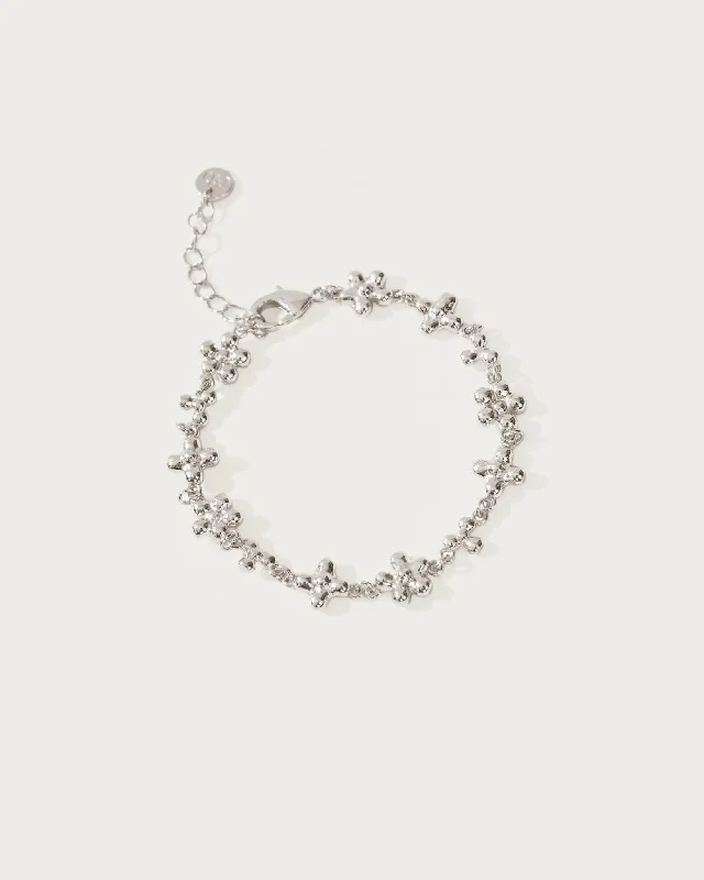 women's infinity bracelets-Daisy Molecule Bracelet in Silver