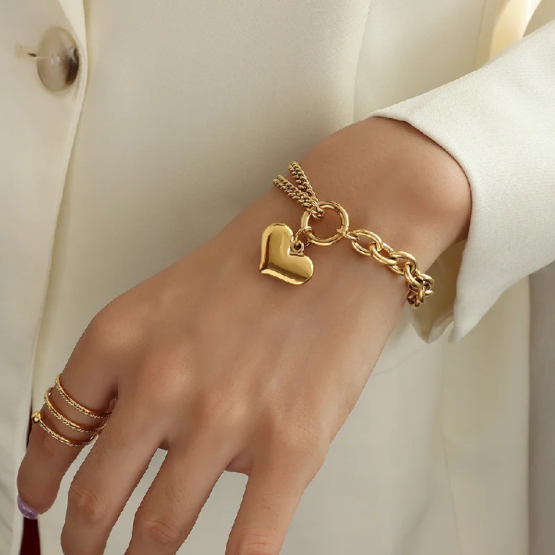 E120 Golden Peach Heart Bracelet 15 + 3cm