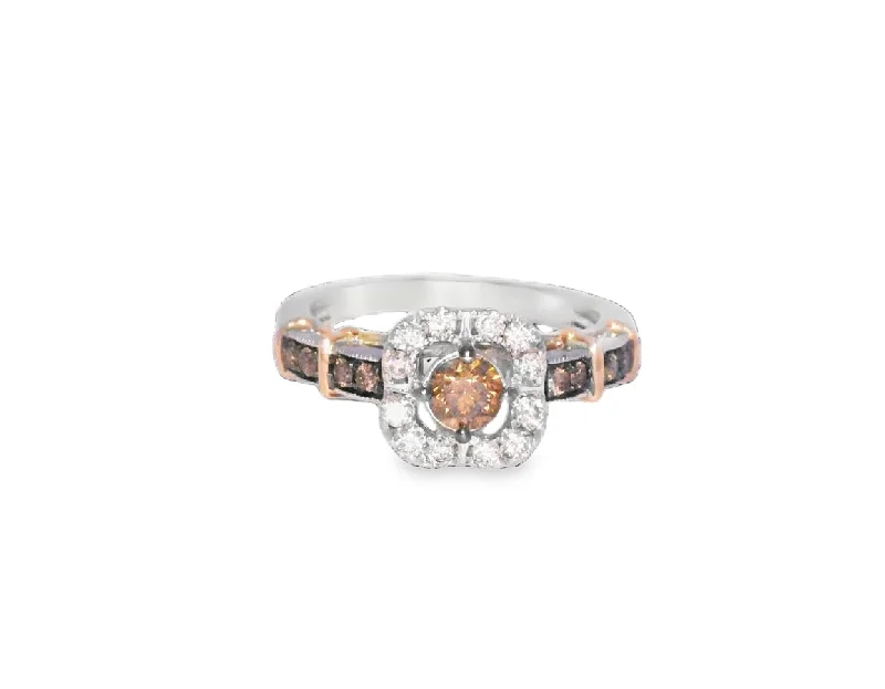 women's vintage engagement rings-14K Strawberry Gold 0.39cttw Chocolate & Vanilla Diamond Ring by LeVian