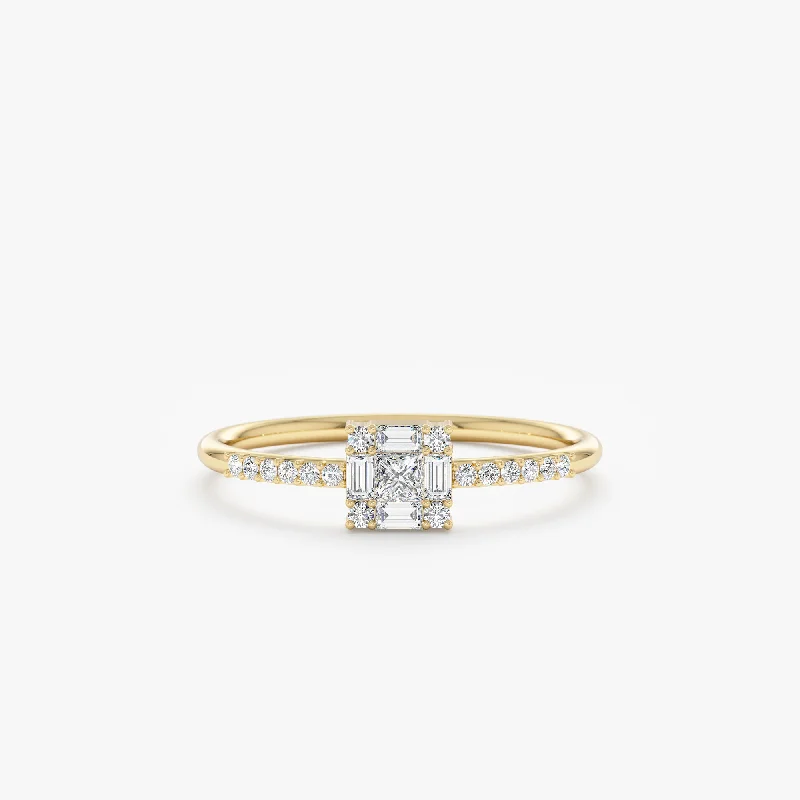 women's simple engagement rings-Princess-Cut Diamond Engagement Ring, Laura