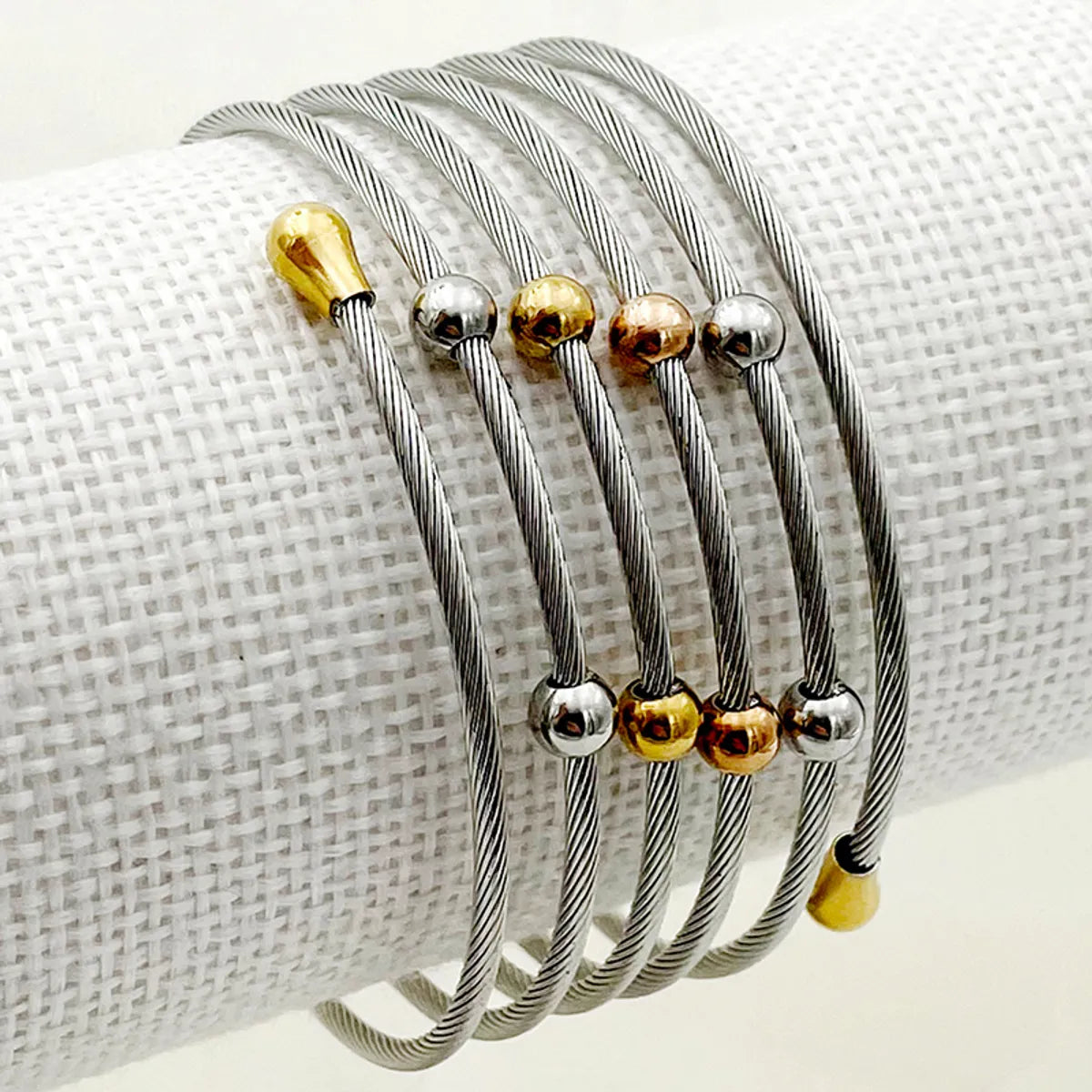 women's gemstone bangles-Casual Simple Style Artistic Circle Stainless Steel Layered Plating Gold Plated Bangle