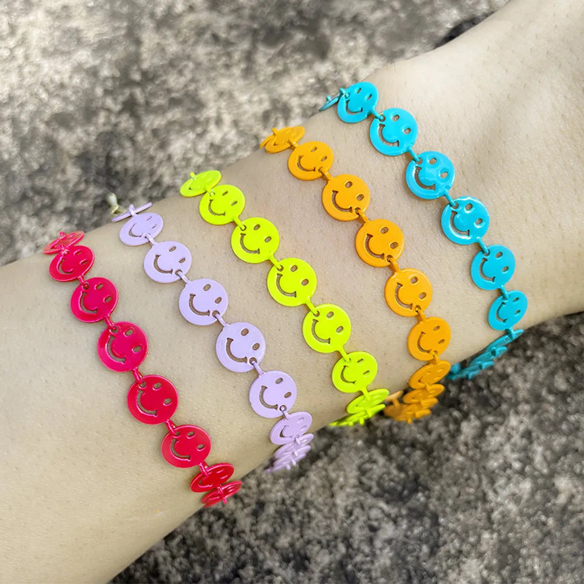 women's personalized bangles-New Multicolor Hollow Smiley Face Splicing Bracelet Wholesale Gooddiy