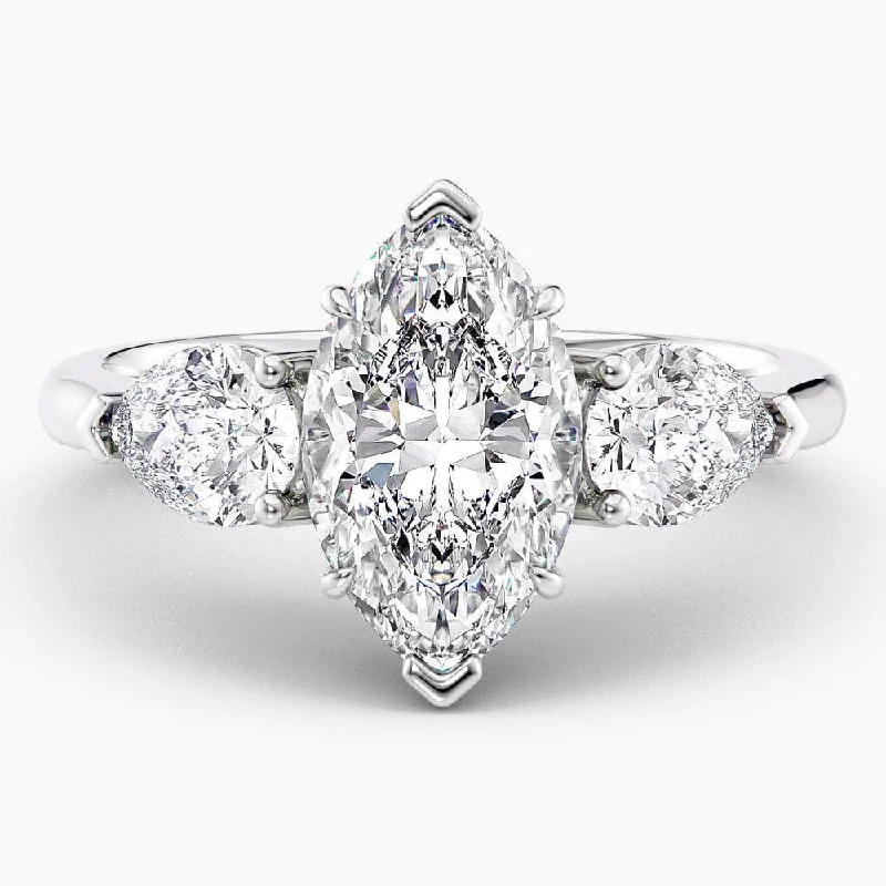 women's halo engagement rings with diamonds-Tinsley Three Stone Lab Grown Diamond Engagement Ring