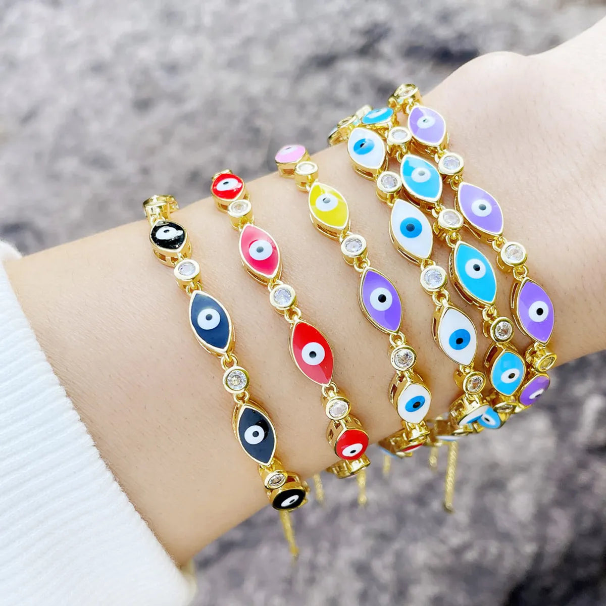 women's hammered bracelets-Boho Style Evil Eye Bracelet Color Dripping Eye Copper Bracelet Female Wholesale