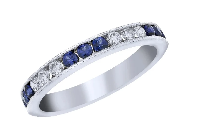 women's unique gemstone engagement rings-14K White Gold 0.41cttw Sapphire & 0.19cttw VS GH Diamond Ring