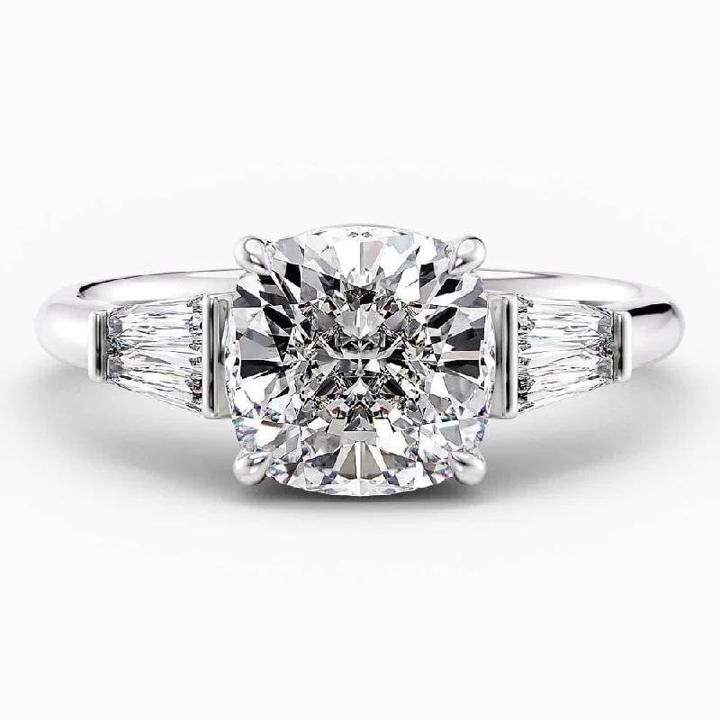 women's vintage-style engagement rings-Tyra Unique Three Stone Lab Grown Diamond Engagement Ring