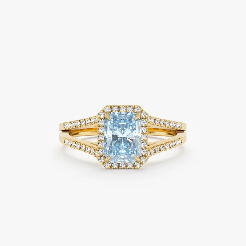 women's unique engagement rings with sapphires-Diamond Engagement Ring with Sky Blue Topaz, Arwen