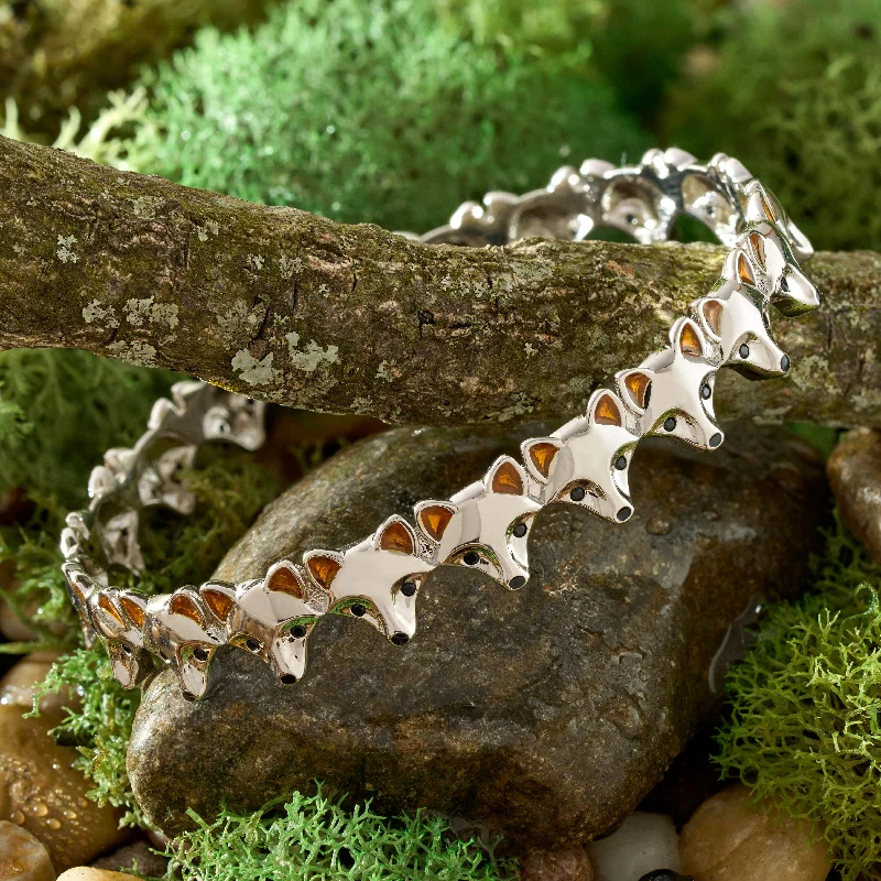 women's bracelet with gemstones-Cute Fox Face Cuff Bracelet