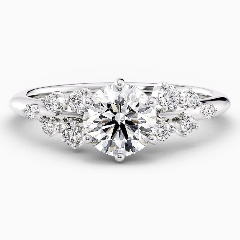 women's engagement rings with natural diamonds-1.20 Carat Round Cut Snowdrift Natural Diamond Engagement Ring GIA Certified