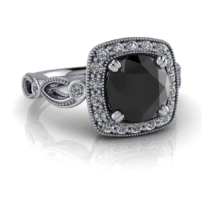 women's sapphire engagement rings-Black Diamond Engagement Ring 1.75 CTW