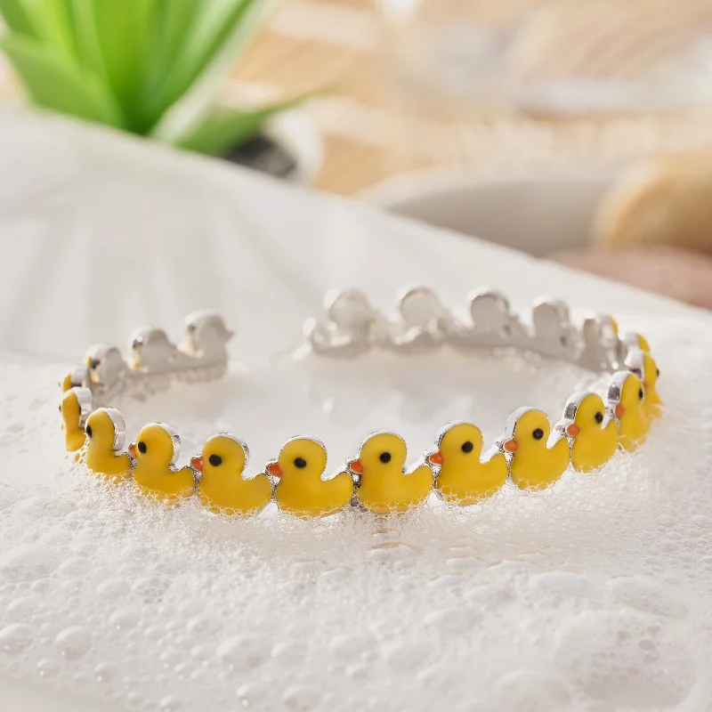 women's personalized bracelets-Little Yellow Duck Cuff Bracelet