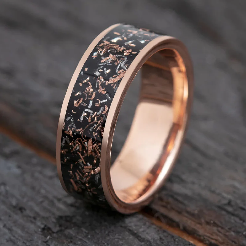 women's statement rings-Gold & Black Stardust Men's Wedding Band