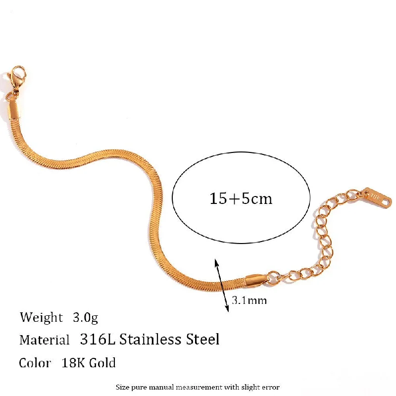 3mm Width Blade Chain Bracelet-Gold 15cm 5cm