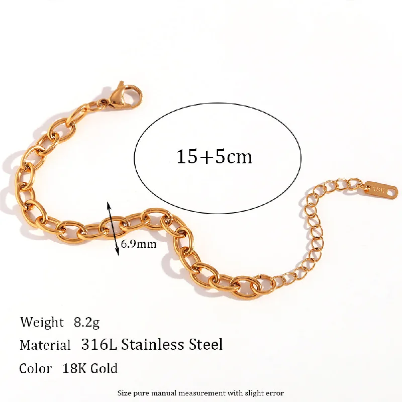 6.9mm Cross Chain-Gold Cross Bracelet-15cm+5cm