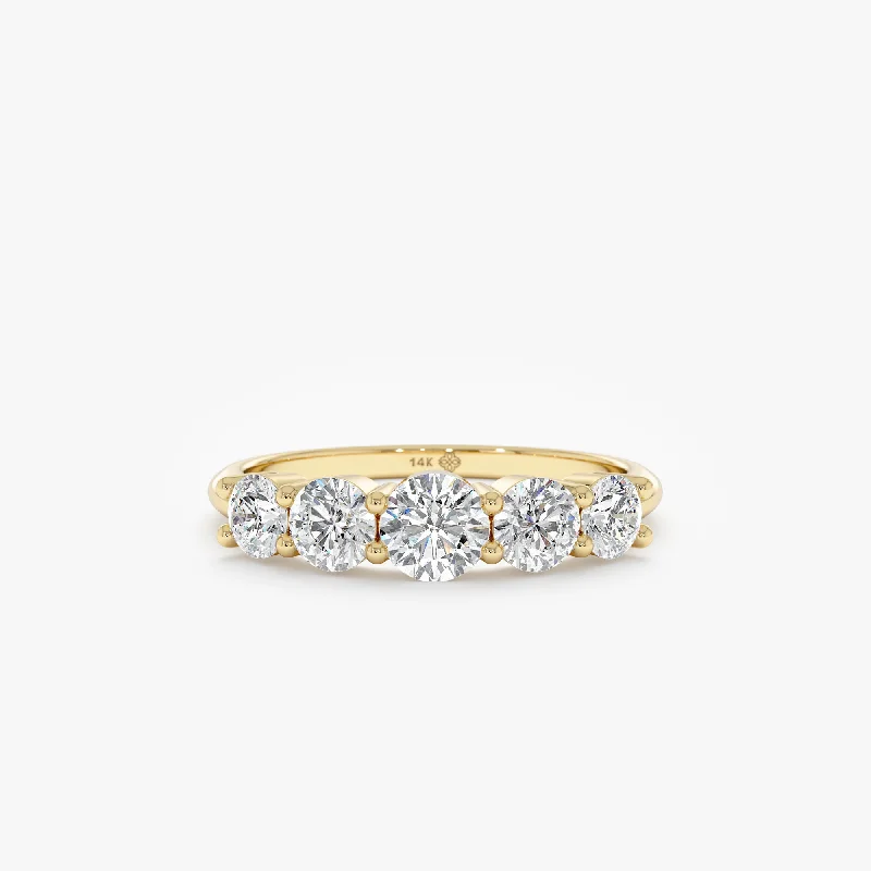 women's unique gemstone engagement rings-Minimalist Diamond Ring, Half-Eternity Ring, Alia