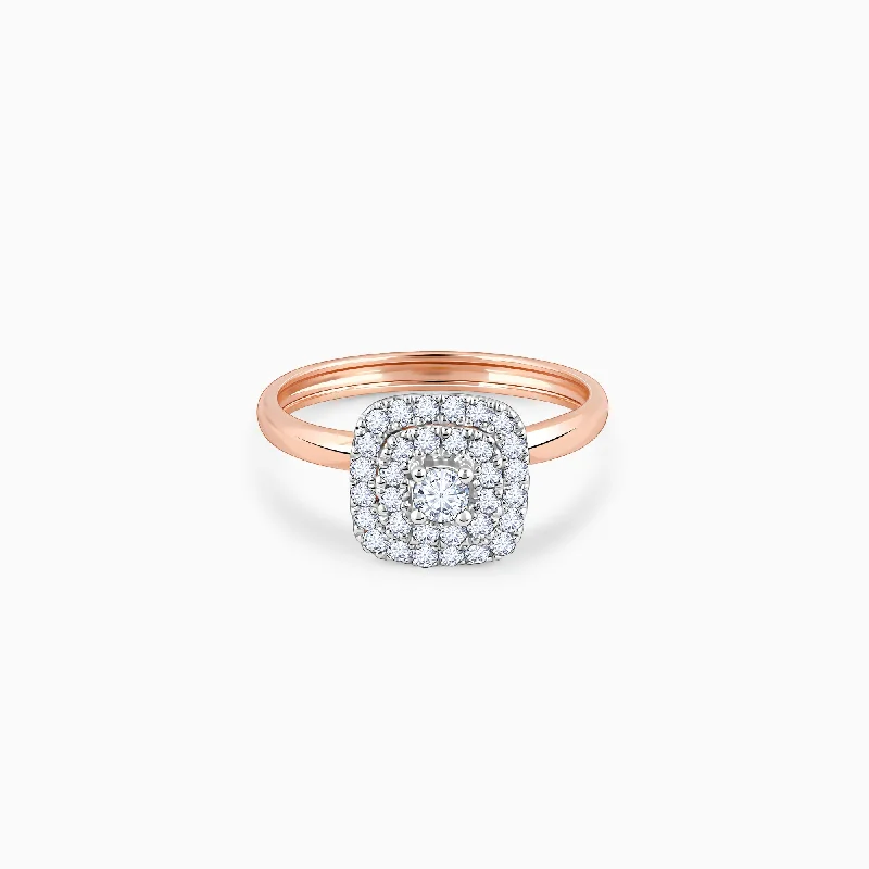 women's eternity band engagement rings-Rose Gold Memorabilia Solitaire Diamond Ring