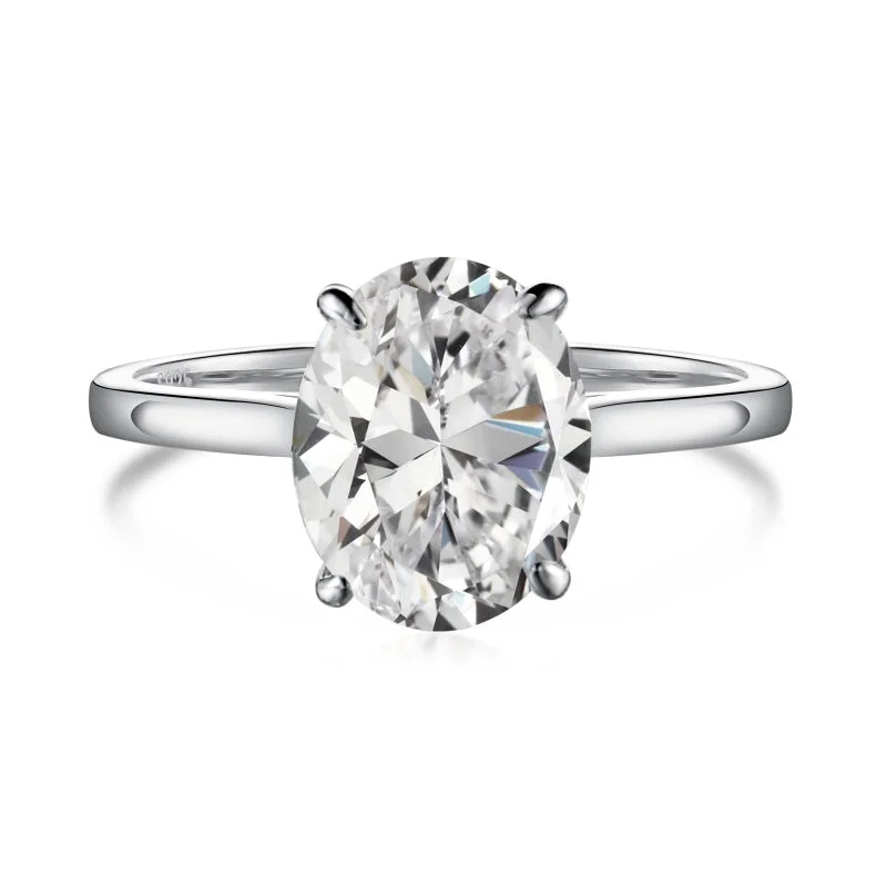 women's engagement rings with blue diamonds-Classic Love Solitaire Oval Diamond Ring