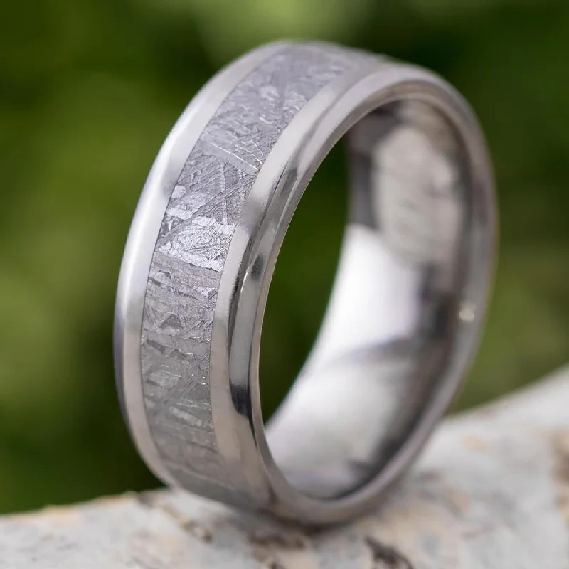 women's infinity rings-Gibeon Meteorite Wedding Band With Beveled Edges