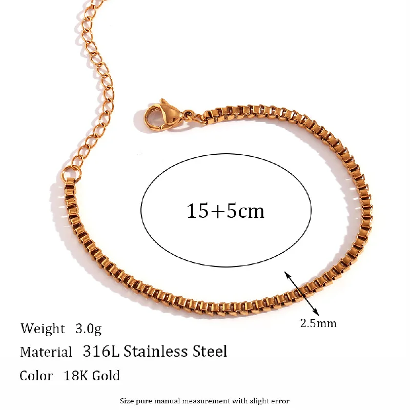 2.5mm Keel Chain-Gold Cross Bracelet-15cm+5cm