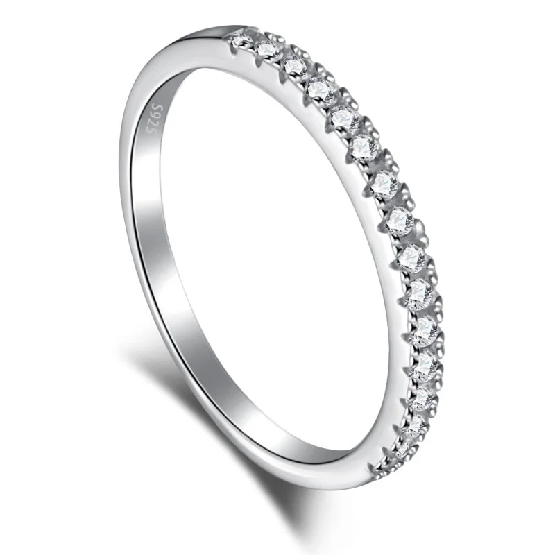 women's diamond engagement rings-Silver Minimal Diamond Ring