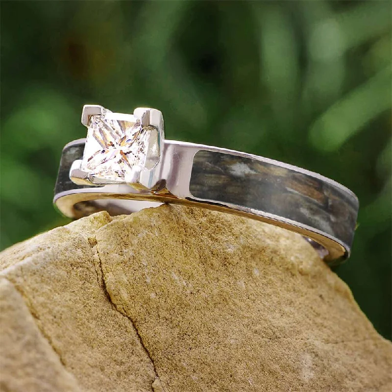 women's stackable rings-Diamond Golf Engagement Ring with Tee Inlay