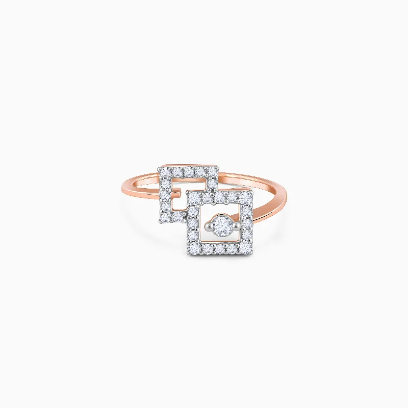 women's platinum and gold engagement rings-Rose Gold Fair and Square Diamond Ring