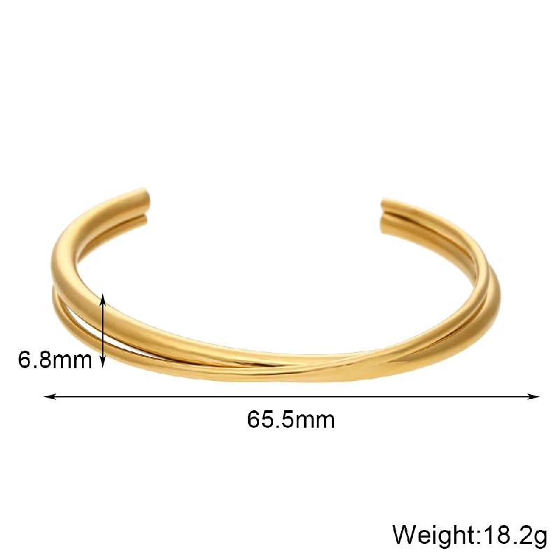 Double Layer Cross Open Bracelet-Gold